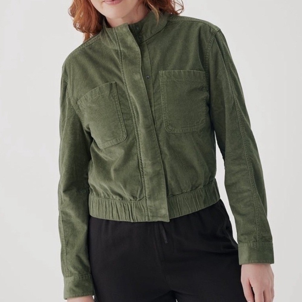 Pact Corduroy Bomber Jacket Women's XL Olive Green‎ Organic Cotton NWT